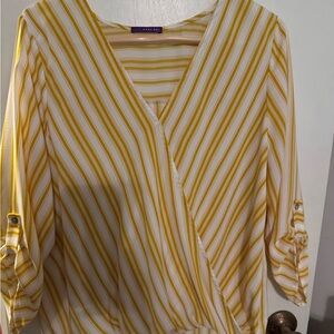 West Kei Yellow and White Striped Blouse